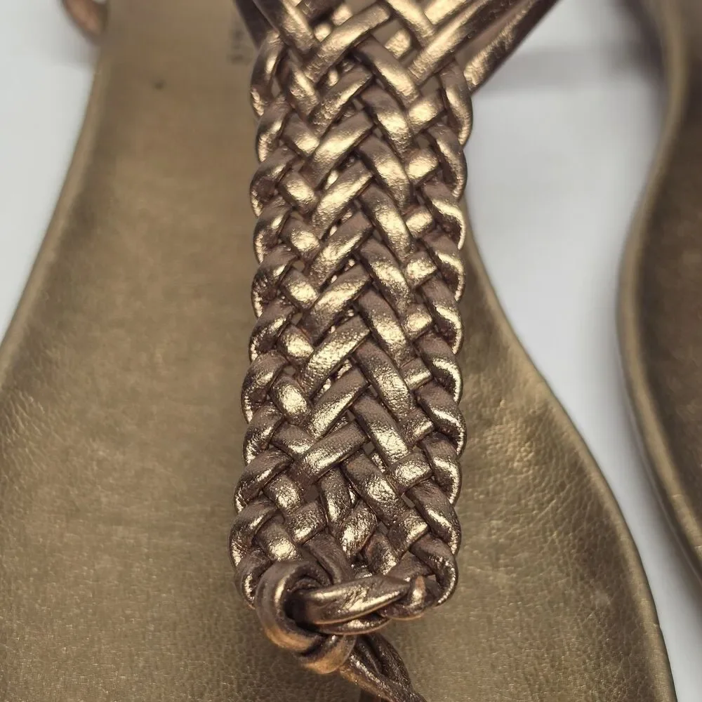 Cordani Sarita Bronze Metallic Braided Thong Sandal Size 38 EU 7.5 - 8 US Boho